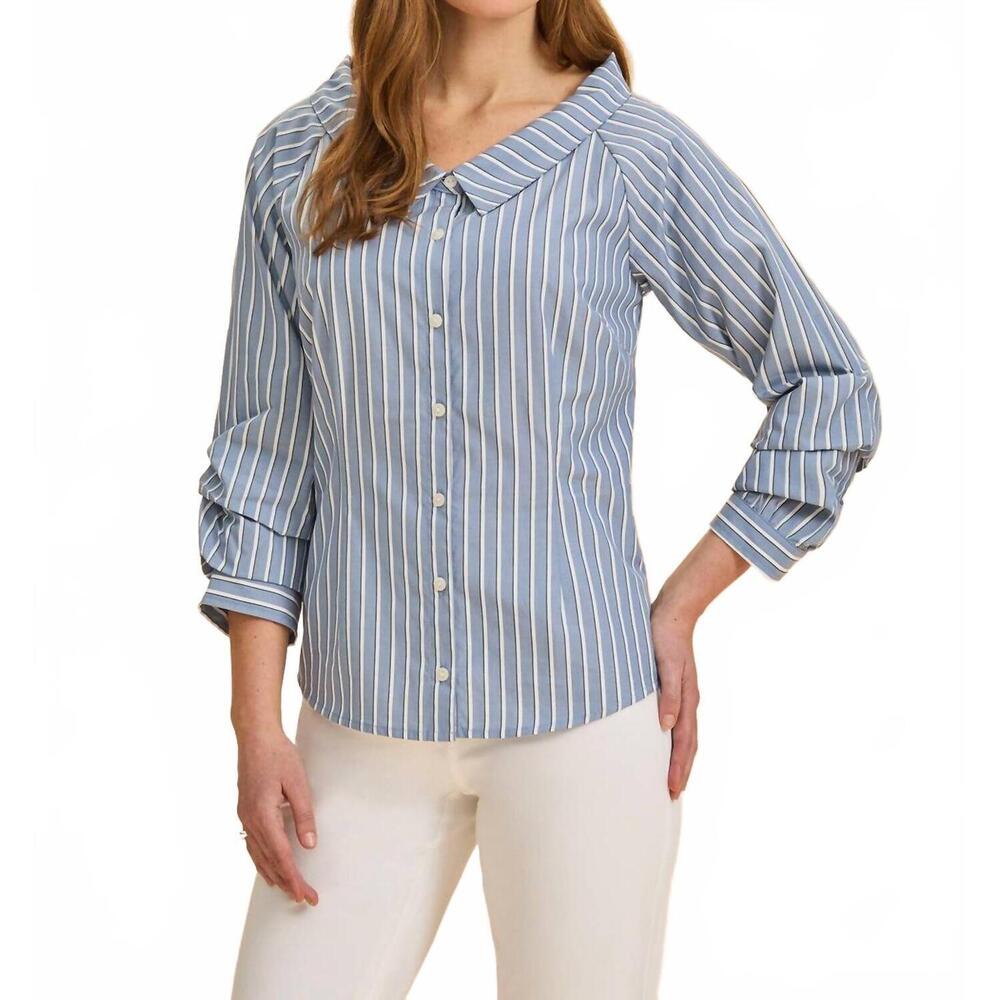 NEW FDJ off the shoulder stripe blouse in ether stripes